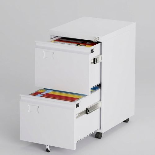 2-Drawer Rolling File Cabinet — White