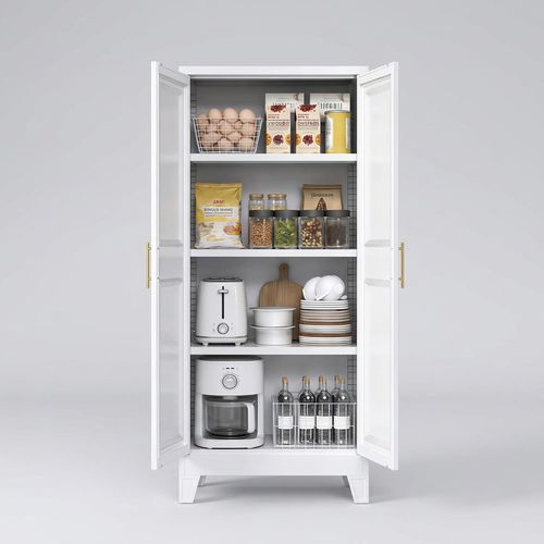 61.4-inch Metal Pantry Cabinet — White