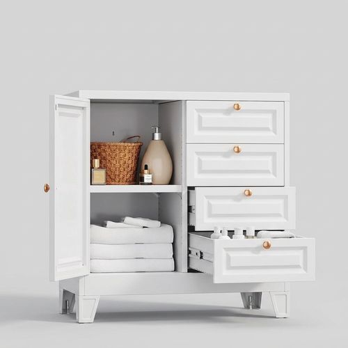 4-Drawer Metal Bathroom Cabinet — White